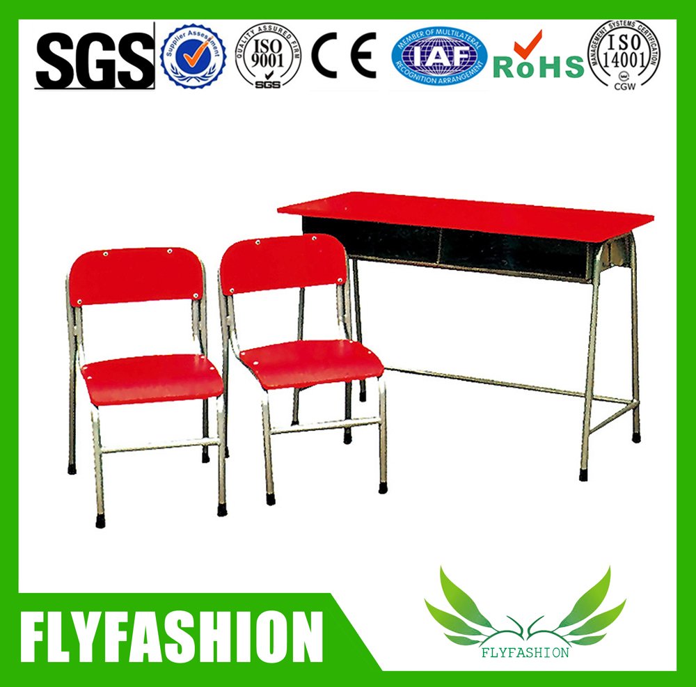 مكتب مدرسي خشبي مزدوج شعبي مع كراسي (SF-34C)